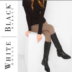 🆕 WHBM Ranger Leather 50/50 Stretch Flat Boots ~ Black ~ Sz 8.5M